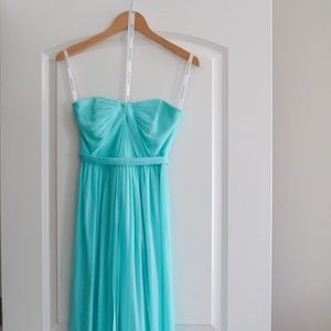 Bright & Fun David’s Bridal Strapless Dress in Spa